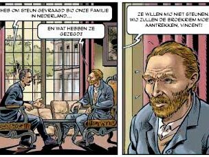 Leerlingen werken met een educatief Vincent van Gogh stripboek in de klas